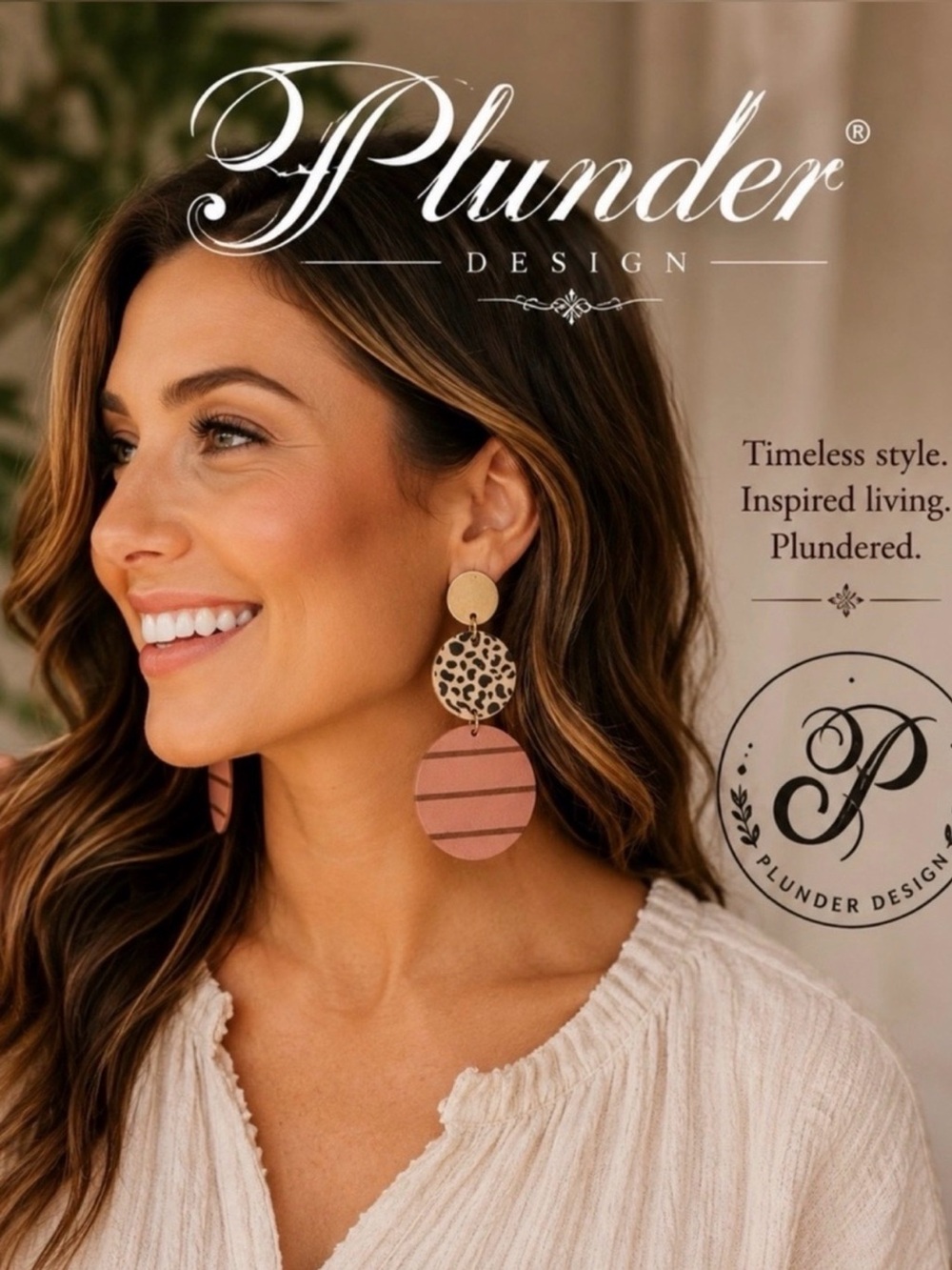 PLUNDER | Ayana Gold Tone & Pink Statement Earrings NWT
